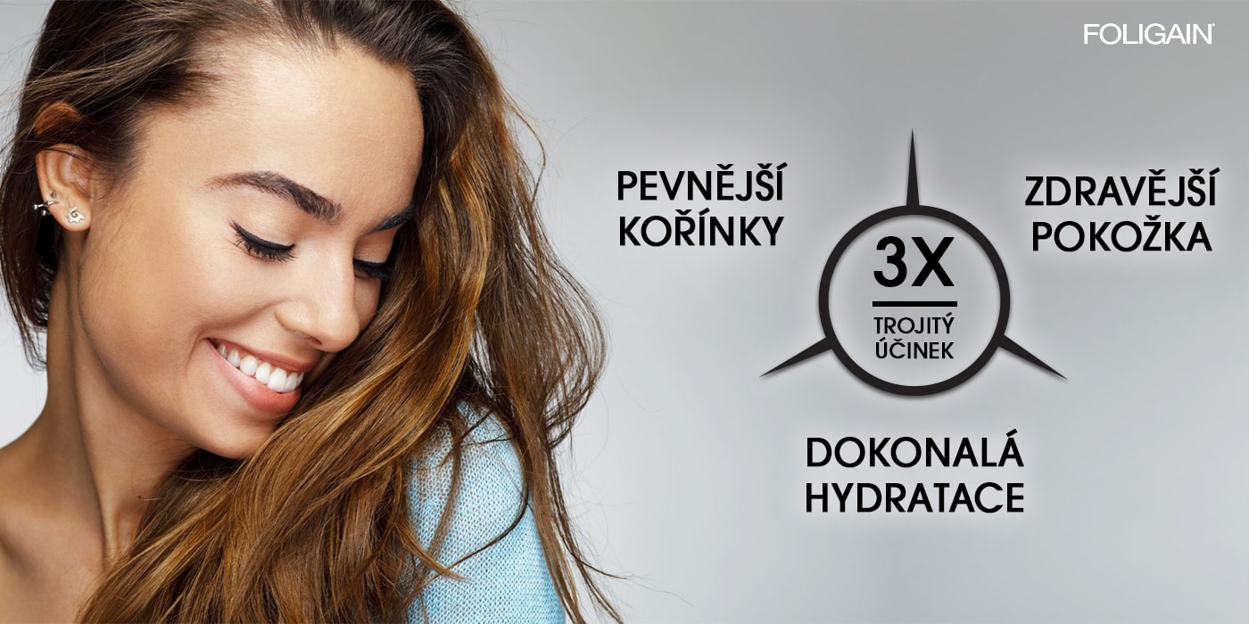 Foligain pro ženy s trojitým účinkem - pevnější kořínky, hydratované vlasy, zdravější pokožka